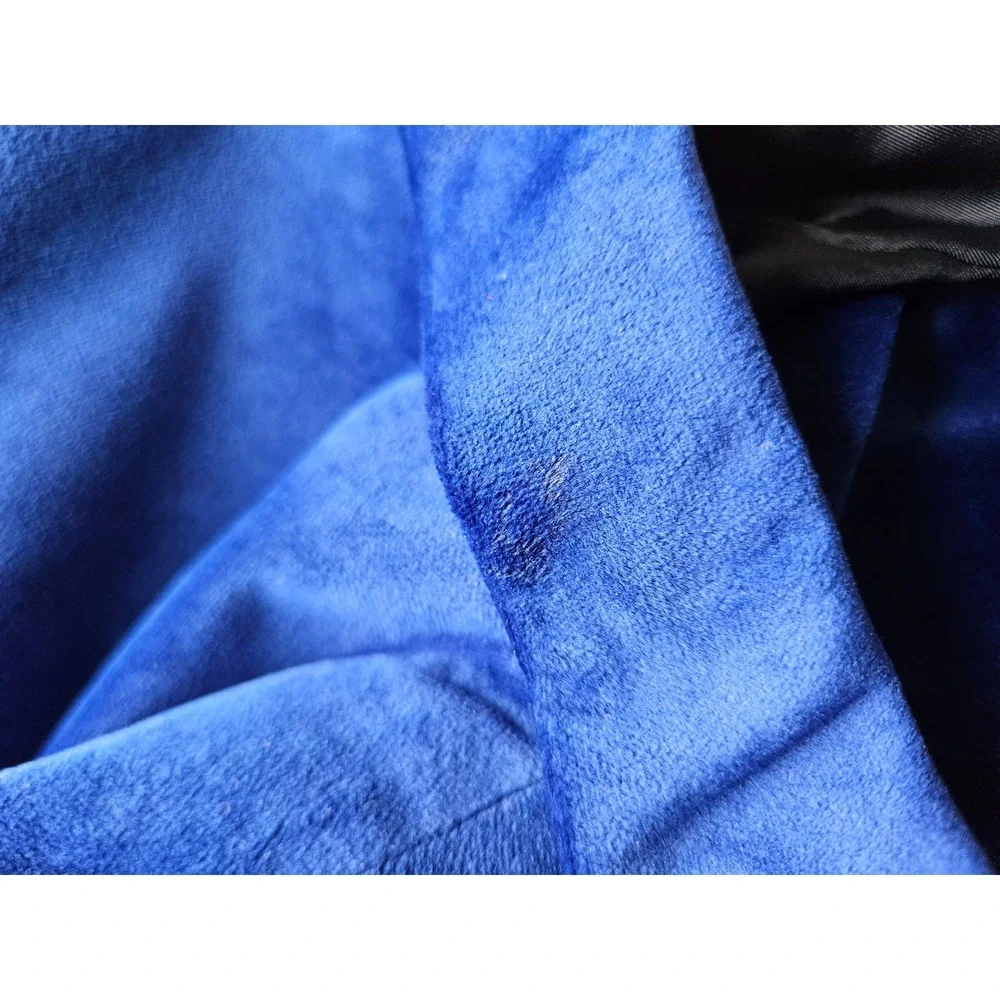 Royal Blue Velvet Blazer 44L Two Button Sport Coat Jacket Event Formal Holiday